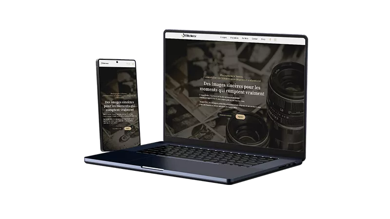 Mockup de site internet pour photographe à Nantes avec design premium et affichage responsive