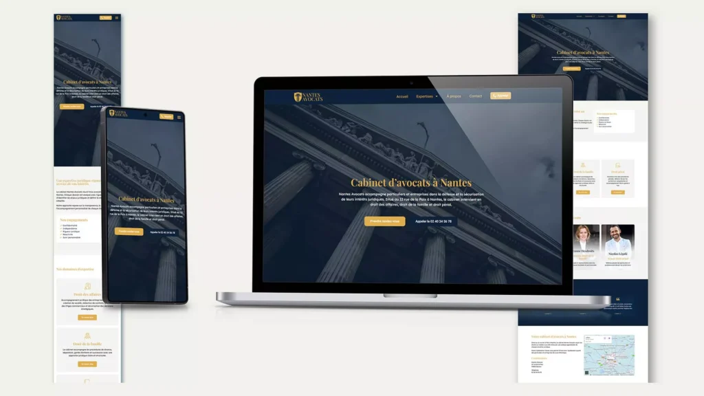 Site internet responsive pour cabinet d'avocats sur mobile et tablette