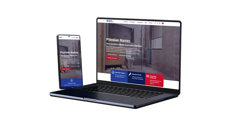 Mockup de site internet pour plombier à Nantes créé par Imanging