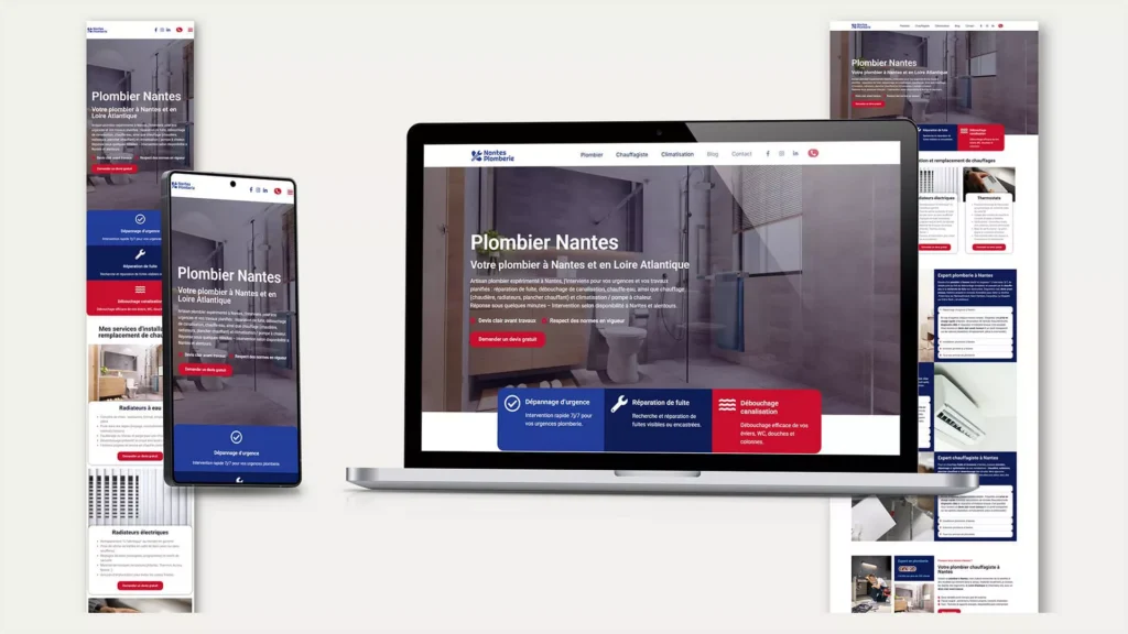 Version responsive d’un site internet pour plombier sur mobile et tablette