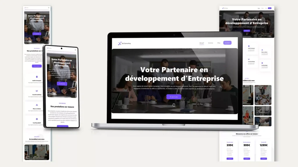 Site internet responsive pour cabinet conseil à Nantes sur mobile et ordinateur
