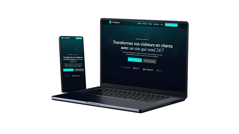 Mockup d’un site internet premium conçu pour une agence digitale à Nantes.