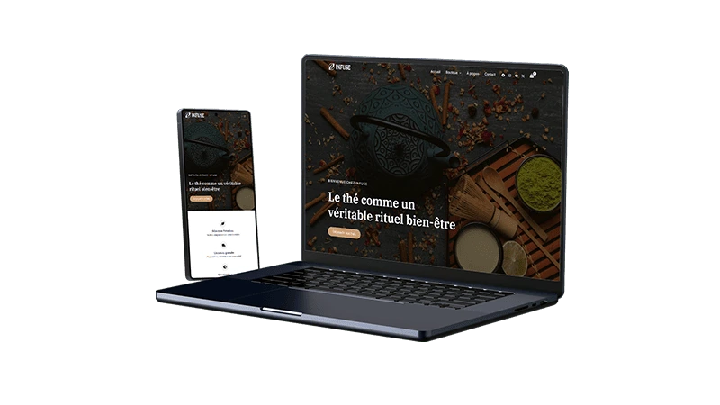 Mockup site internet pour magasin de thé à Nantes — design premium responsive